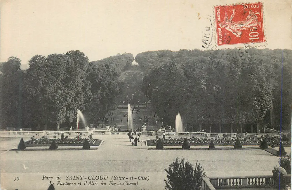 Park von SAINT-CLLOUD (Seine-et-Oise) — Der Parterre und der Fer-à-Cheval-Weg — n°59 - Vorderseite
