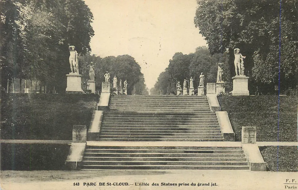 Parc de St-Cloud — Allée der Statuen aus der Sicht des großen Jets — F.F. Paris - Vorderseite