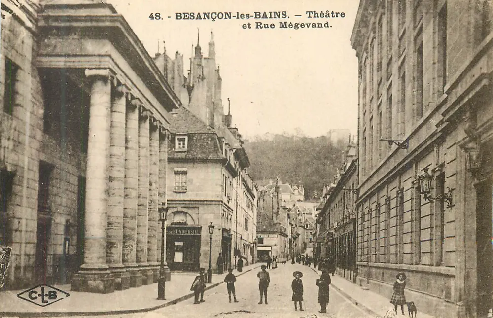 Besançon-les-Bains — Theater und Straße Mégevand — C.L.-B - Vorderseite