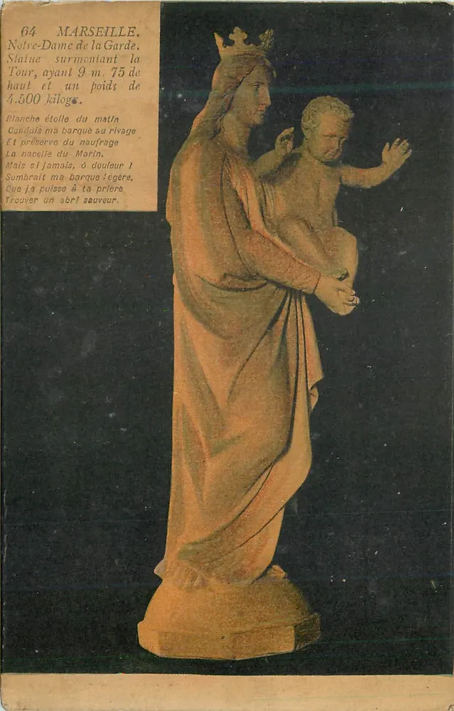 Marselha — Nossa Senhora da Guarda — estátua sobre a torre - Frente