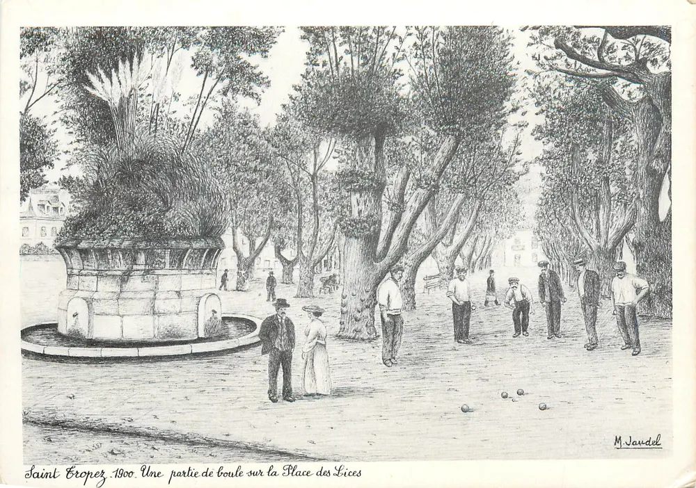 Saint-Georges, 1900 — Ein Boulespiel auf der Place des Lices — M. Jaudel - Vorderseite