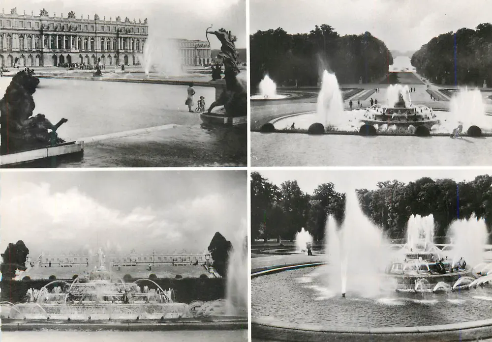 Fontänen des Schlosses Versailles — Panoramablick — unbekannter Verlag, unbekannte Serie - Vorderseite