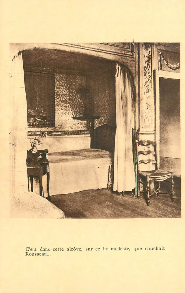 Habitación de Rousseau — alcoba con cama modesta — editor no visible - Anverso