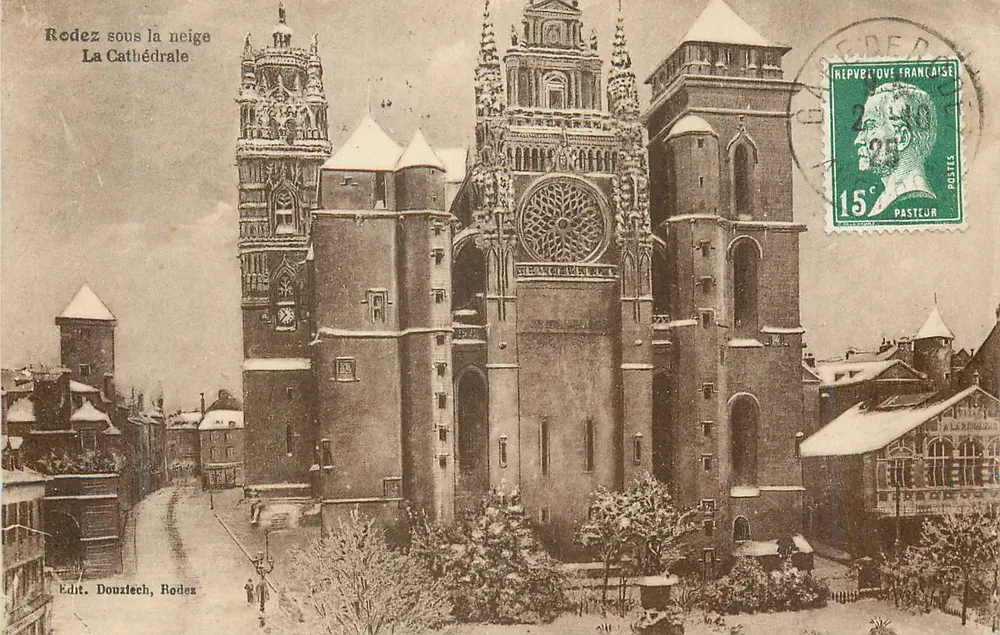 Rodez sob a neve — A Catedral — Edit. Douzilech, Rodez - Frente