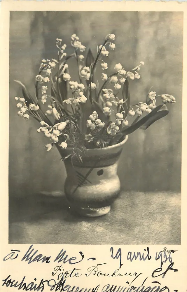 Arranjo de flores de muguet — 29 de abril de 1936 — Bugéo - Frente