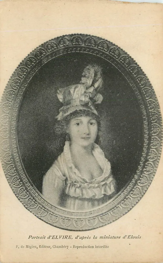 Portrait d'Elvire — d'après la miniature d'Elouis — F. de Mtgieu, Editeur, Chambéry - Recto