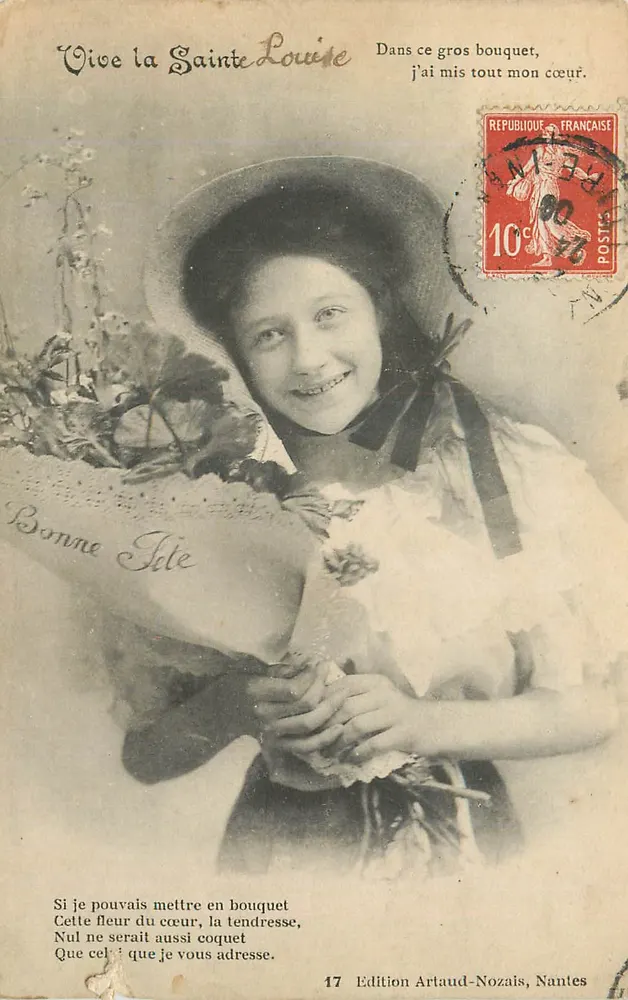 Mulher com buquê — Santa Luísa — Edição Artaud-Nozais, Nantes, n°17 - Frente