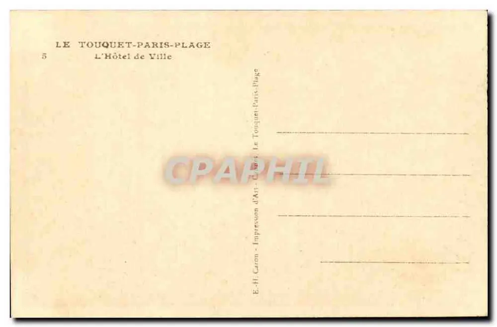 Le Touquet-Paris-Plage — Das Rathaus — E.H. Caron, n°5 - Rückseite