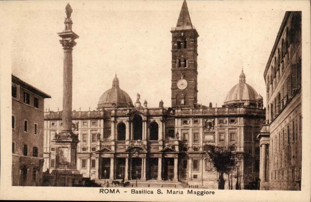Rom - Basilika S. Maria Maggiore — Ansicht mit Säule des Marcus Aurelius — Verlag Arti Grafiche A. De Alessandri, Mailand - Vorderseite