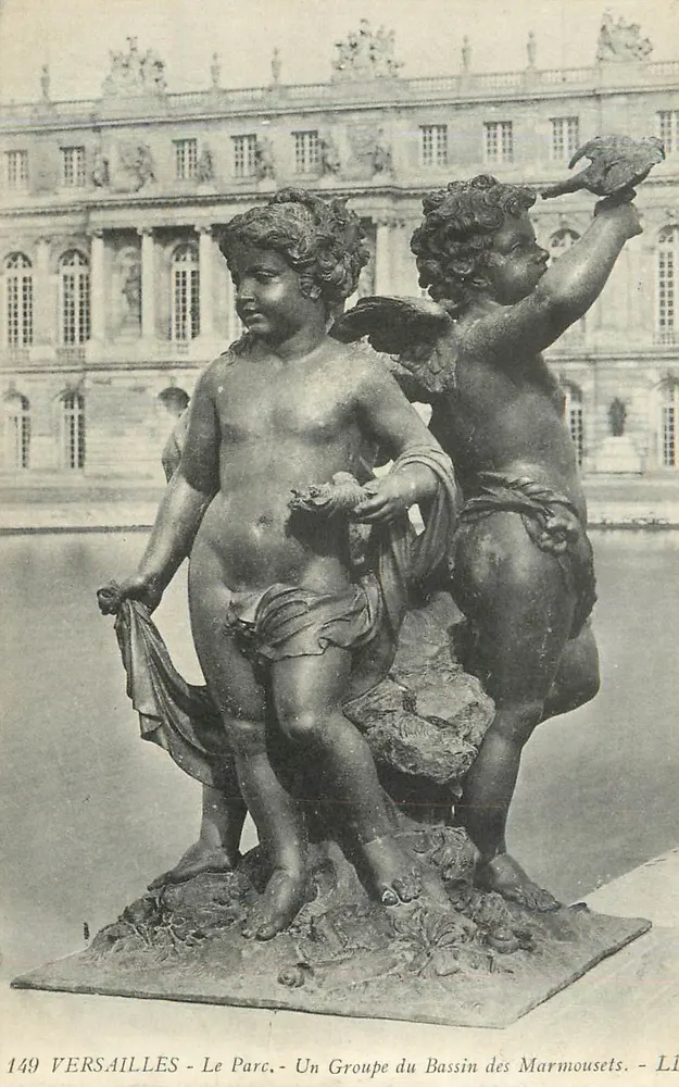 Versailles - Der Park - Eine Gruppe vom Marmousets-Becken - Lith. L. Lévy - Vorderseite