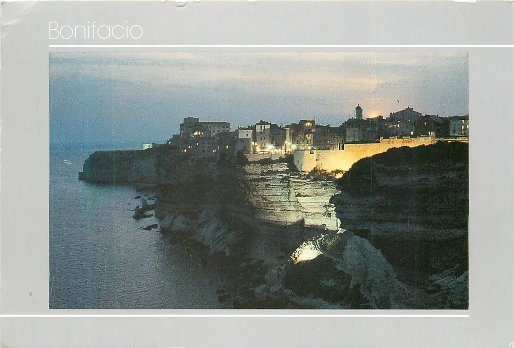 Bonifacio — vista do vilarejo à noite — editor desconhecido - Frente