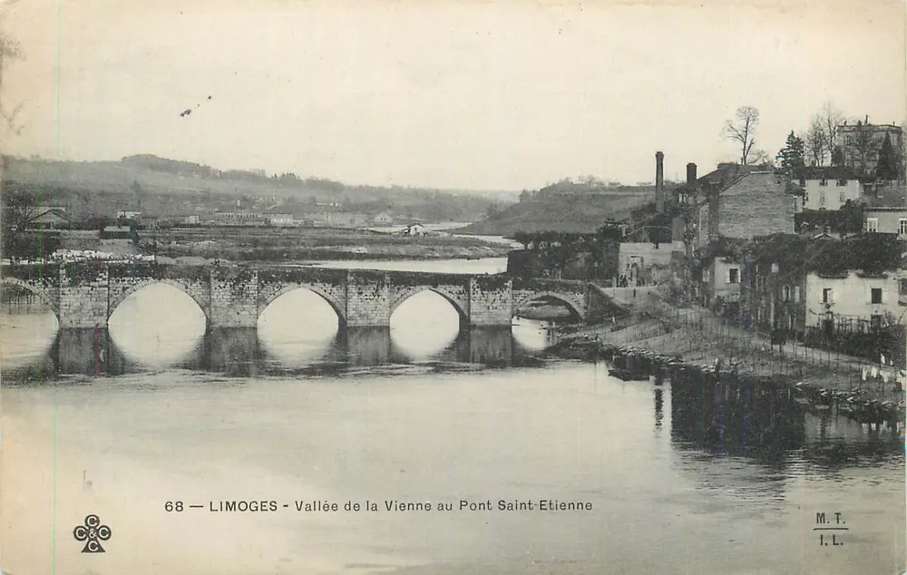 Limoges — Vallée de la Vienne au Pont Saint-Etienne — M.T. n°68 - Recto