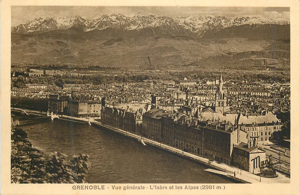 Grenoble - Vue générale - L'Isère et les Alpes (2981 m.) - Recto