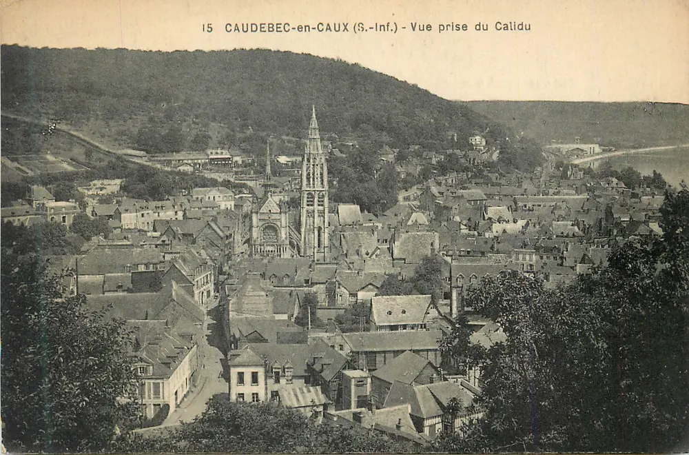 Caudebec-en-Caux — Vue prise du Calidu — Éditeur : S.-Inf. n°15 - Recto