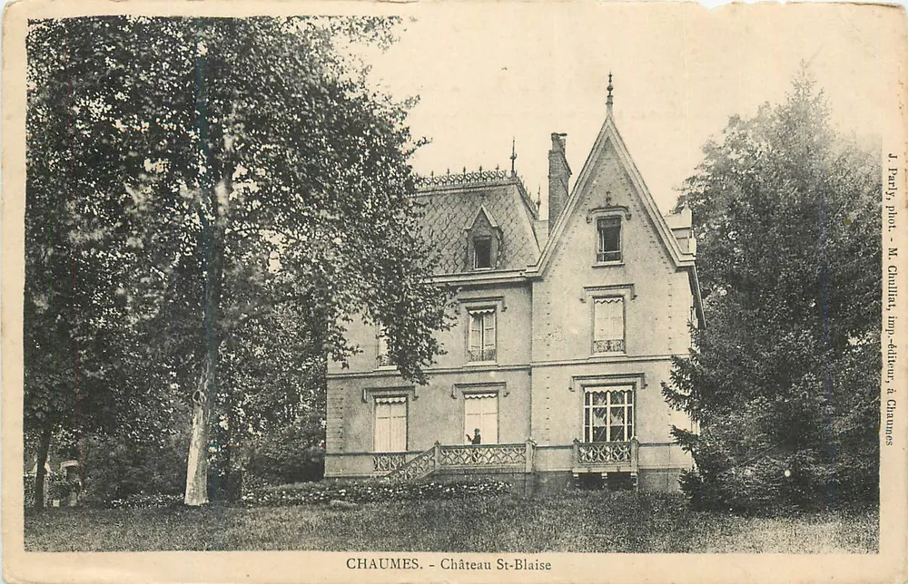 Chaumes - Château St-Blaise — J. Party, phot. - M. Chalifat, impr.-éditeur à Chaumes - Frente