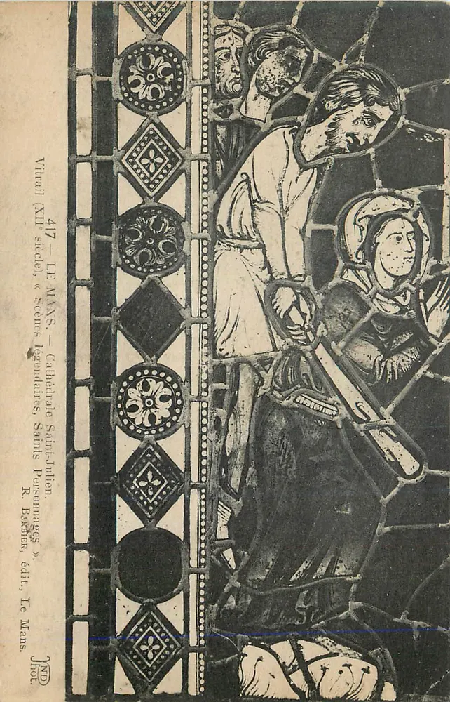 Le Mans — Kerk van Sint Julianus — Glas-in-lood van de 12e eeuw, « Legendaire scènes, Heilige personages » - Voorkant