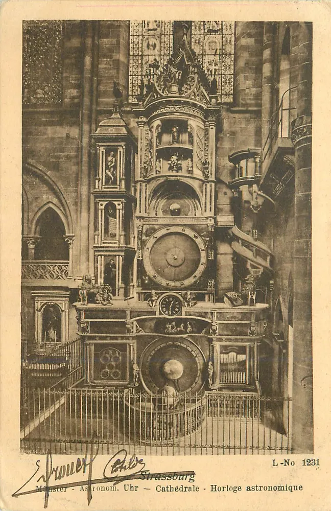 Strasbourg - Cathédrale - Horloge astronomique — Éditeur E. Brunel, L-No 1231 - Recto