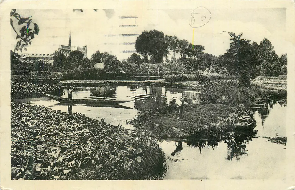 Paisagem fluvial com igreja — vista do rio no fundo — editor não identificado - Frente