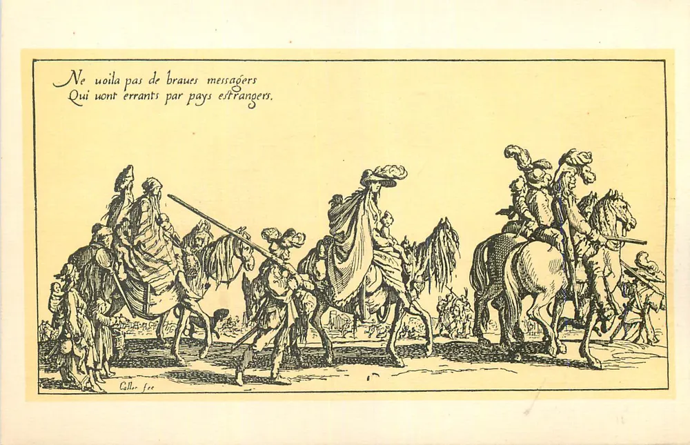 Messagers errants par pays étrangers — gravure de Catter fee - Recto