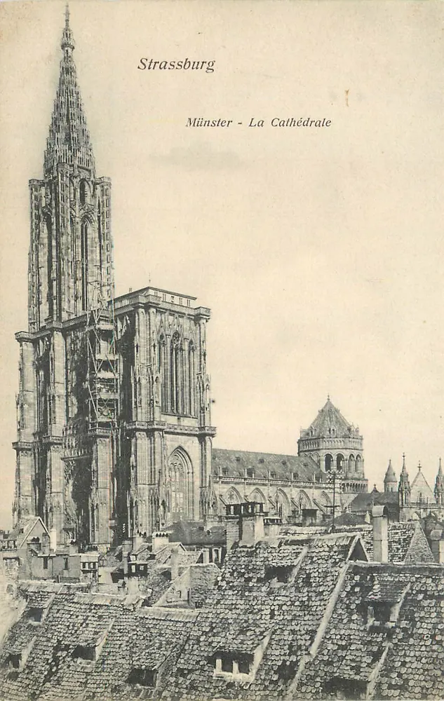 Estrasburgo - A Catedral — vista da flecha e do transepto - Frente