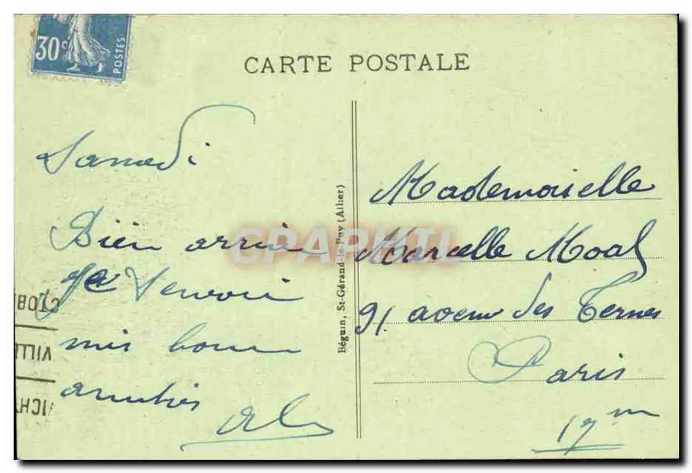 Vichy - O Parque Antigo — editor Jullial, n° 351 - Verso