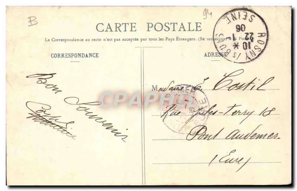 Het Bois de Vincennes — Randen van het meer — G. I. n°285 - Achterkant