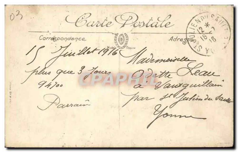 Vichy — La Place Victor-Hugo — Uitgave C. Geniiller n°87 - Achterkant