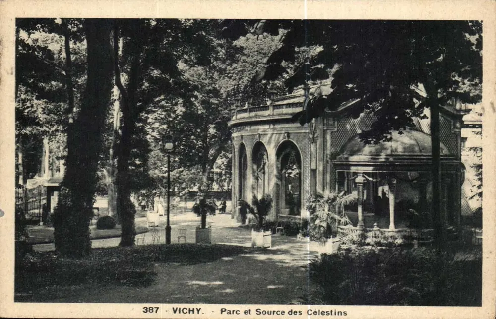 Vichy - Parque e Fonte dos Célestins — Edição La Cigogne, n° 387 - Frente