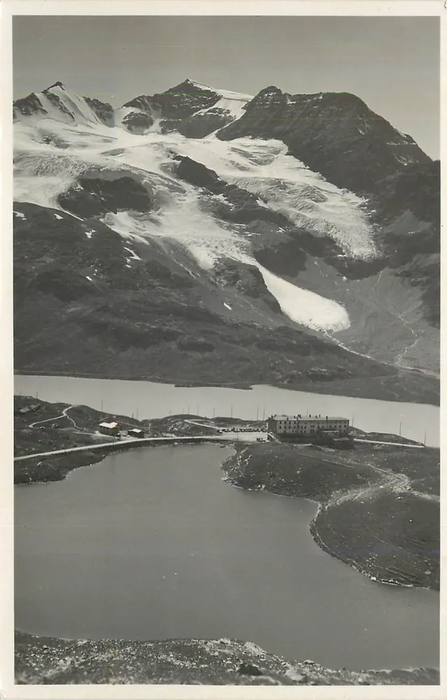 Glaciar e lago alpino — vista panorâmica — editor não identificado - Frente