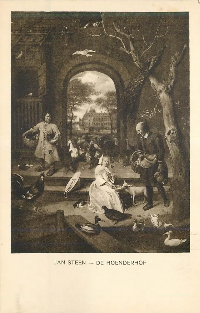 Jan Steen — De Hoenderhof — reprodução - Frente