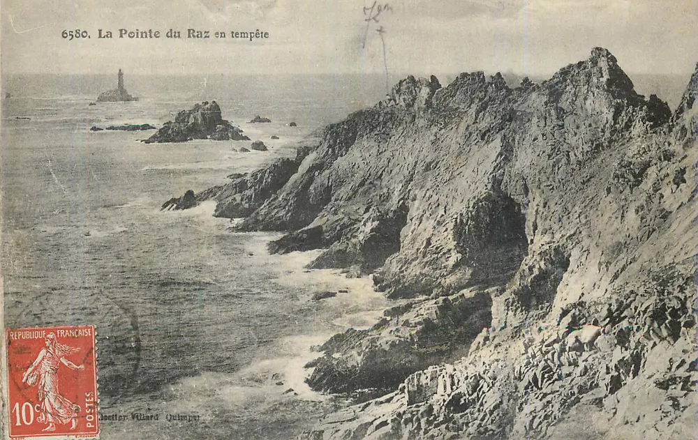 A Ponta do Raz em tempestade — editor Villiard Quimper, n° 6580 - Frente