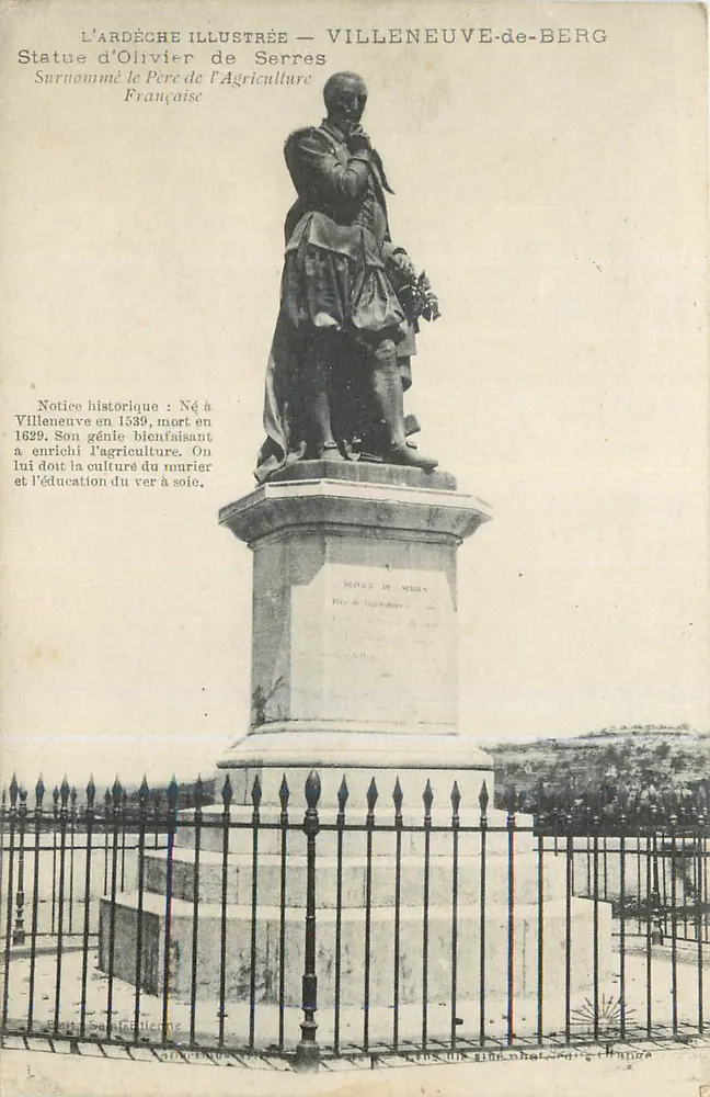 Villeneuve-de-Berg — Statue von Olivier de Serres, genannt der Vater der Landwirtschaft — L'Ardèche Illustrée - Vorderseite