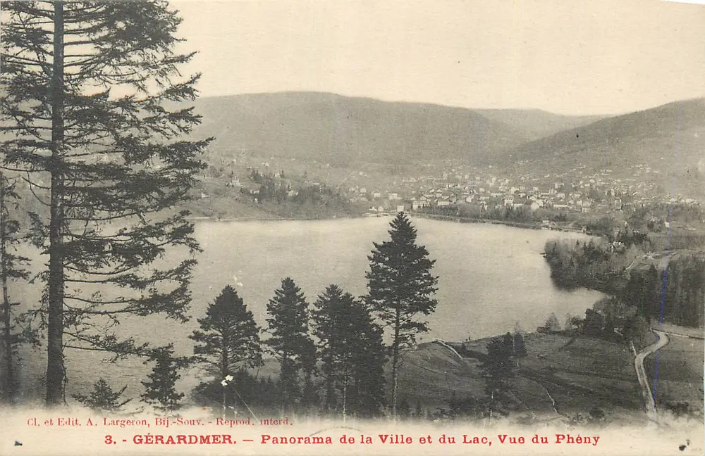 Gérardmer — Panorama der Stadt und des Sees, Ansicht vom Phény — A. Largeron, Bij-Souy - Vorderseite