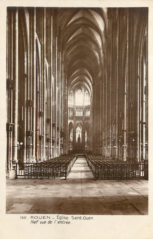 Rouen – Église Saint-Ouen – Nef vue de l'entrée - Recto