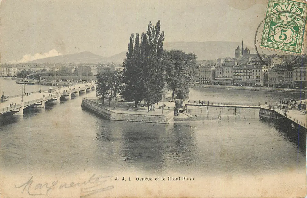 Genebra e o Monte Branco — J. J. 1 — editor Margnérès - Frente