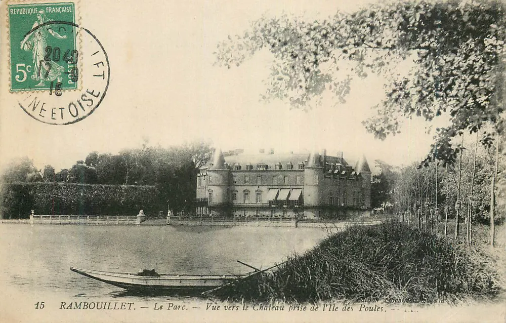 Rambouillet — Der Park — Blick zum Schloss von der Île des Poules — Édition Chéreau & Cie - Vorderseite