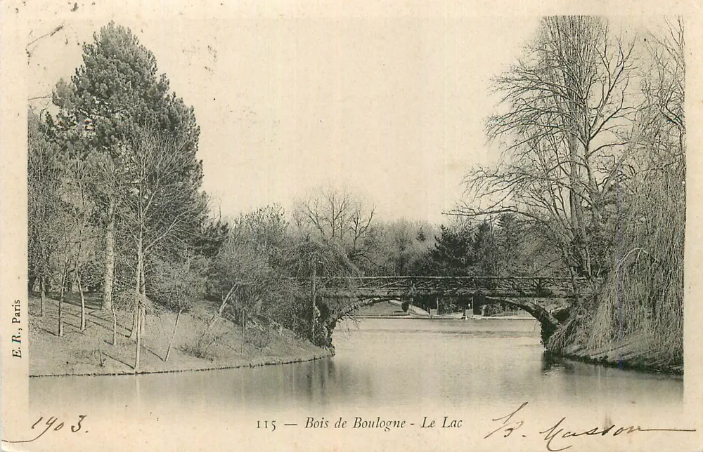 Bois de Boulogne - O Lago — E.R., Paris, n° 115 - Frente