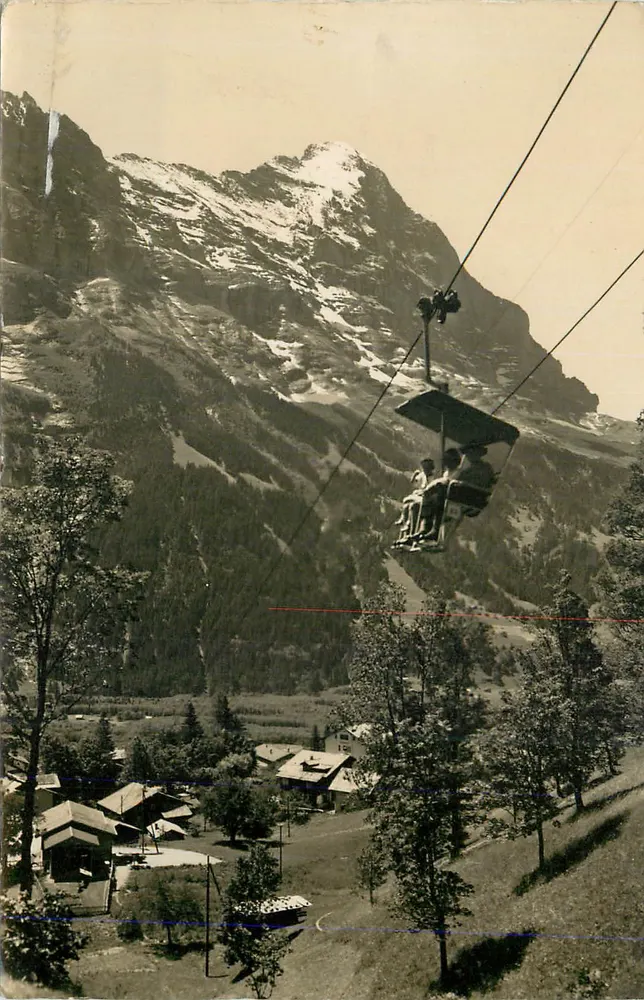 Mountain view with cable car — Switzerland, around 1950 - Front