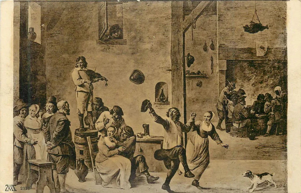 Scène de vie dans une auberge — gravure — éditeur ZM, n° 2370 - Recto