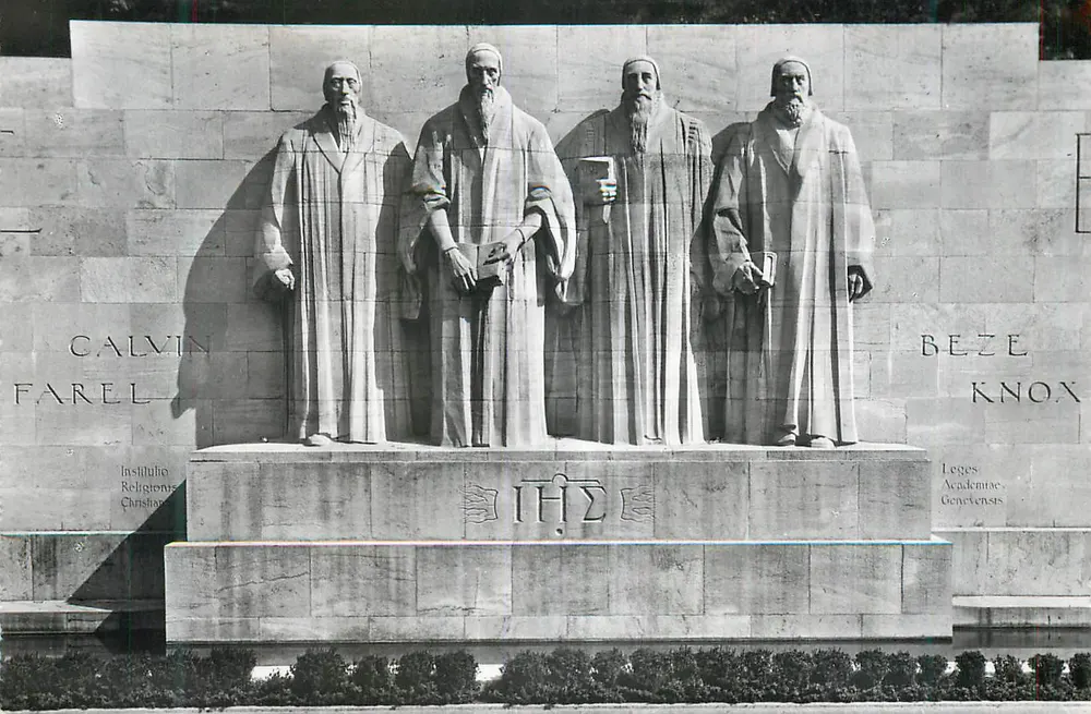 Monumento ai Padri della Riforma — Calvino, Farel, Beze, Knox — editore sconosciuto, serie non identificabile - Recto
