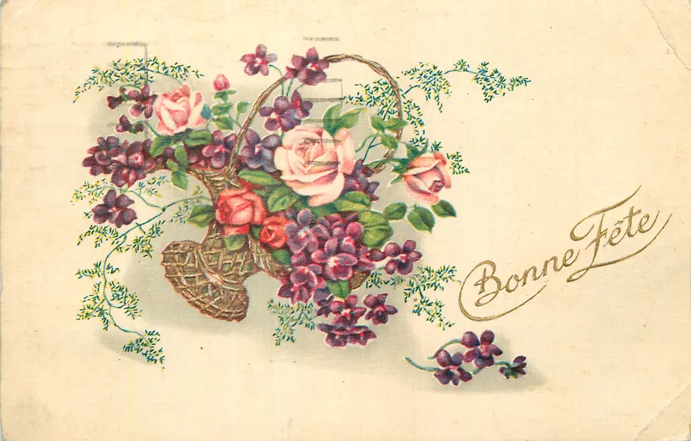 Arranjo de flores — Feliz Aniversário — carta postal - Frente
