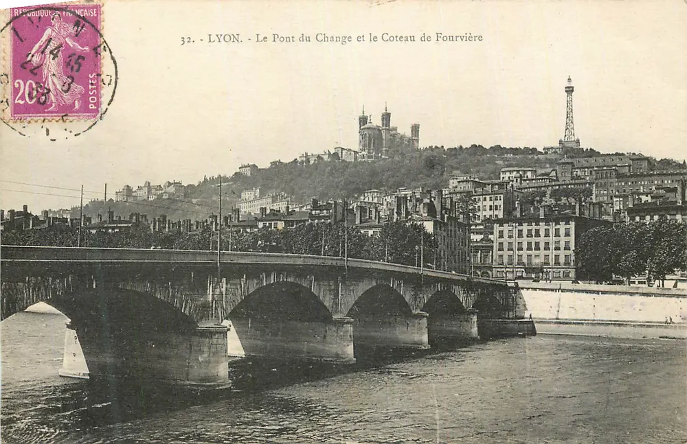 LYON - Le Pont du Change et le Coteau de Fourvière — Éditeur non identifié, n° 32 - Recto