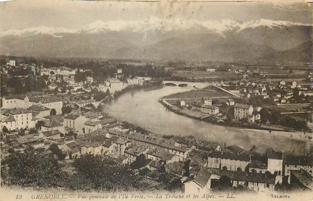 Grenoble — Allgemeiner Blick auf die Grüne Insel — La Tronche und die Alpen — Selecta - Vorderseite
