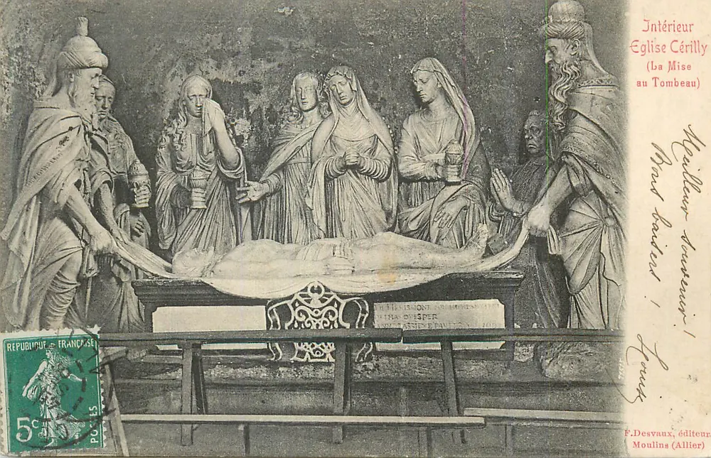 Innenansicht der Kirche Cérilly — Die Totenbringung — F. Desvoux, Verlag, Moulin (Allier) - Vorderseite