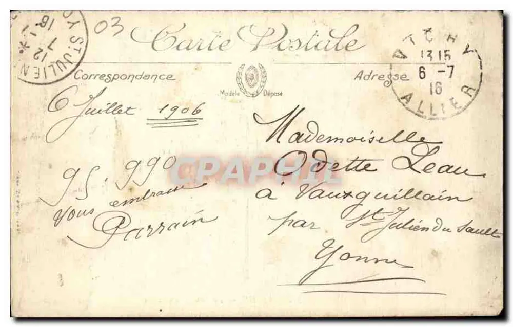 Vichy — A Fonte das Senhoras — Editor: P. Bucquet, n° 197 - Verso