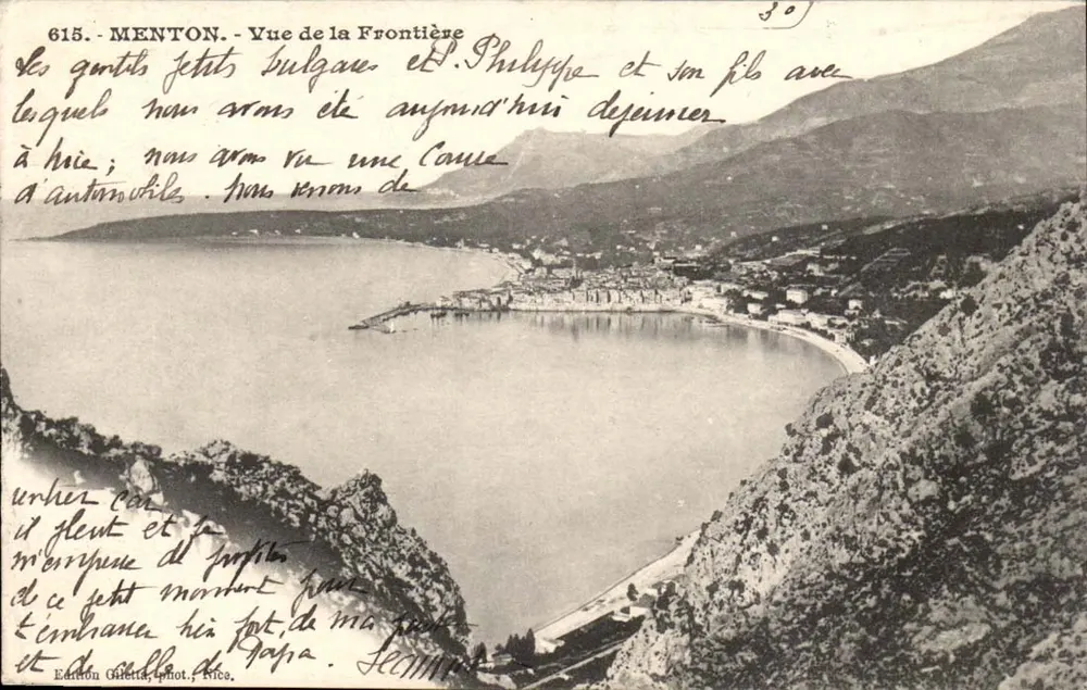 Menton - Vista da Fronteira — Edição Giletta, Nice, n°615 - Frente