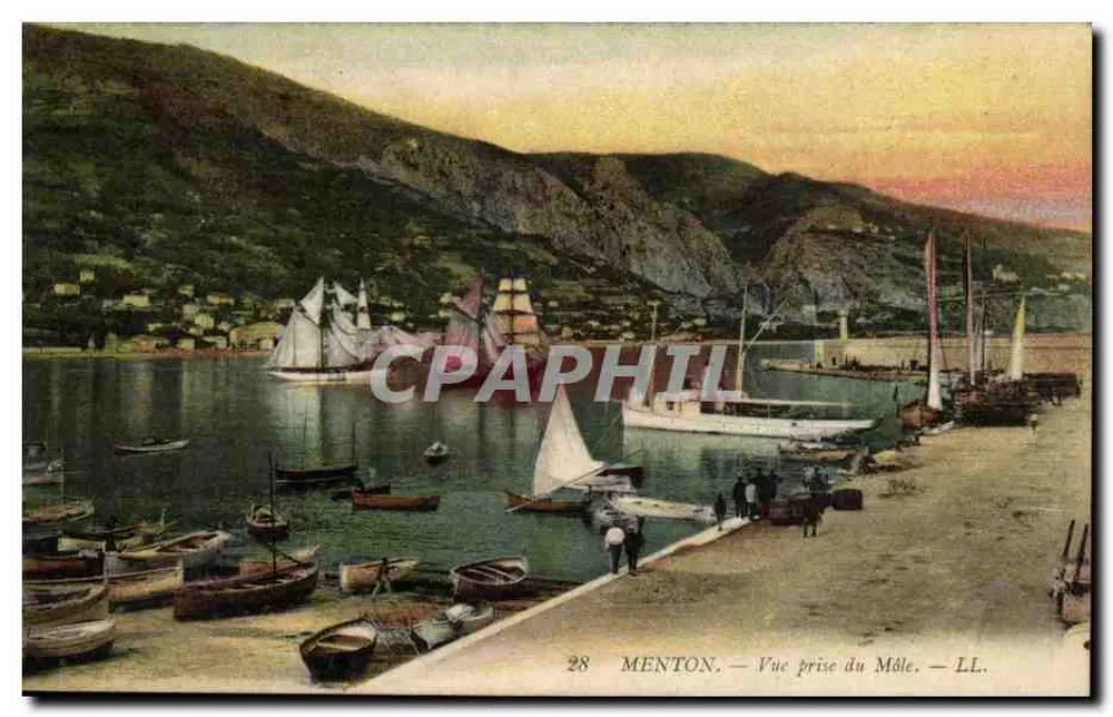 Menton — Vista tirada do Môle — LL. n°28 - Frente