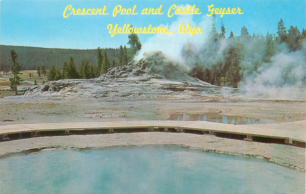 Crescent Pool and Castle Geyser — Yellowstone, Wyo. - Recto