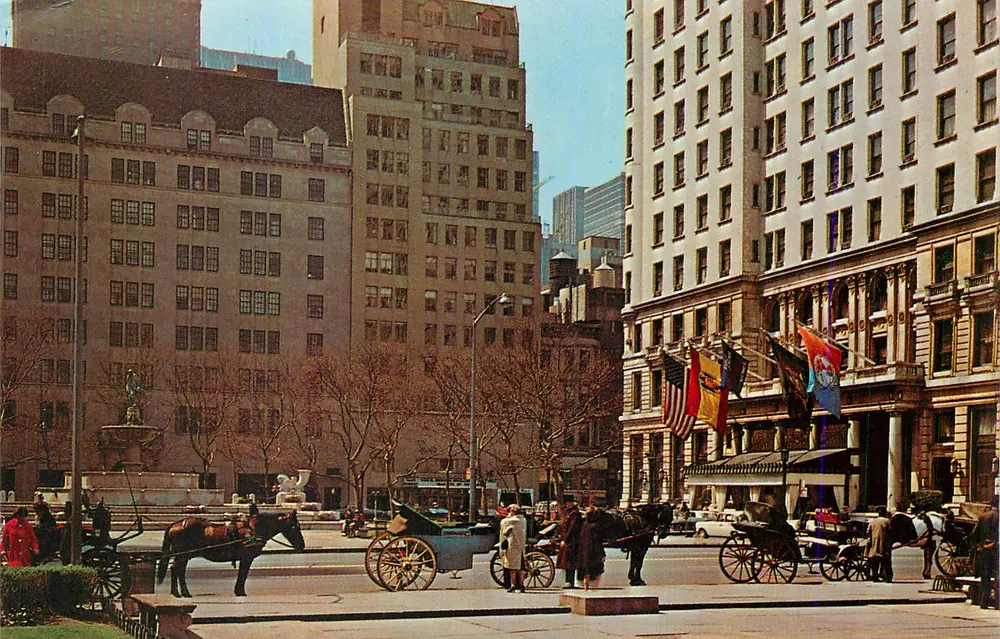 Manhattan — Platz mit Kutschen und Gebäuden — Verlag nicht sichtbar - Vorderseite