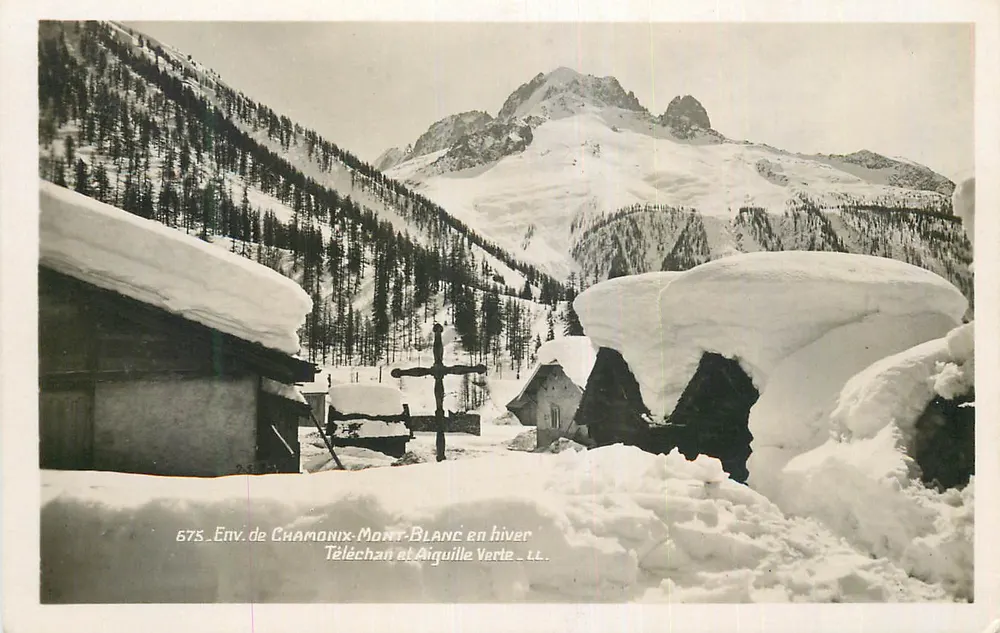 Umgebung von Chamonix-Mont-Blanc im Winter — Téléchan und Aiguille Verte — LL - Vorderseite
